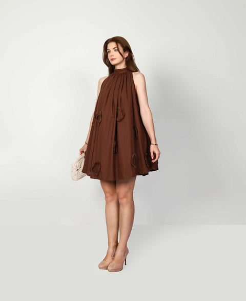 Muda Clothing | Mini dress Scarlett brown