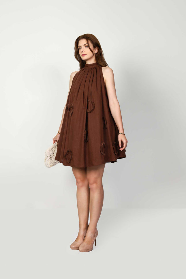Muda Clothing | Mini dress Scarlett brown