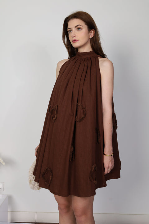 Muda Clothing | Mini dress Scarlett brown