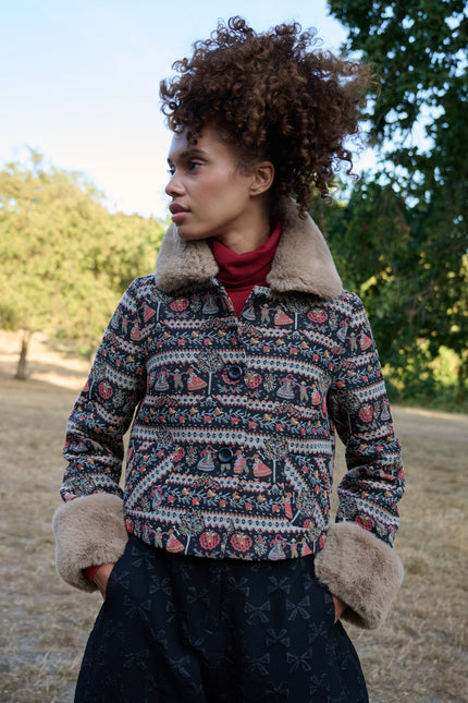 Louche London | Kent Heirloom Fur Trim Cropped Jacket