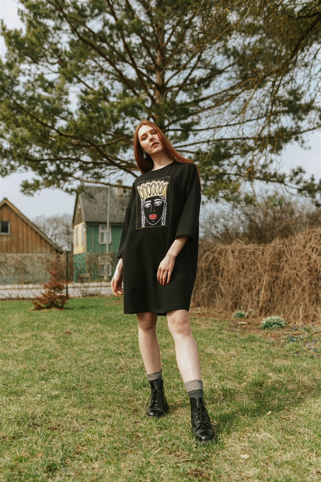 RADADA | Green Painting Sweatshirt Mini dress