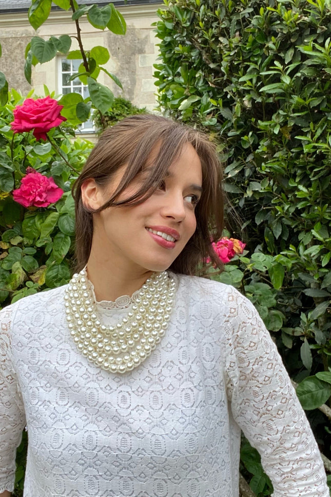 Michael Nash Jewelry | Isadora Multi-Strand Faux Pearl Necklace With Ivory Vegan Adjustable Clasp