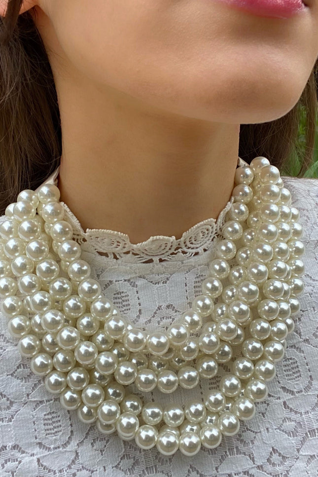 Michael Nash Jewelry | Isadora Multi-Strand Faux Pearl Necklace With Ivory Vegan Adjustable Clasp