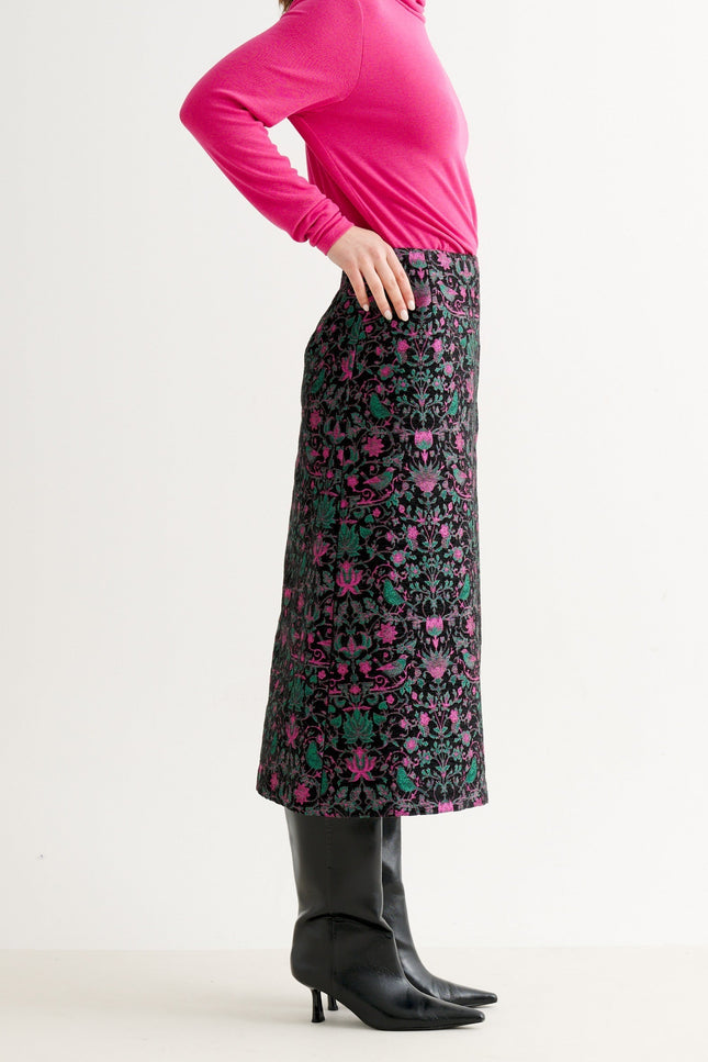 Louche London | Buffy Belle Plume Jacquard Midi Skirt