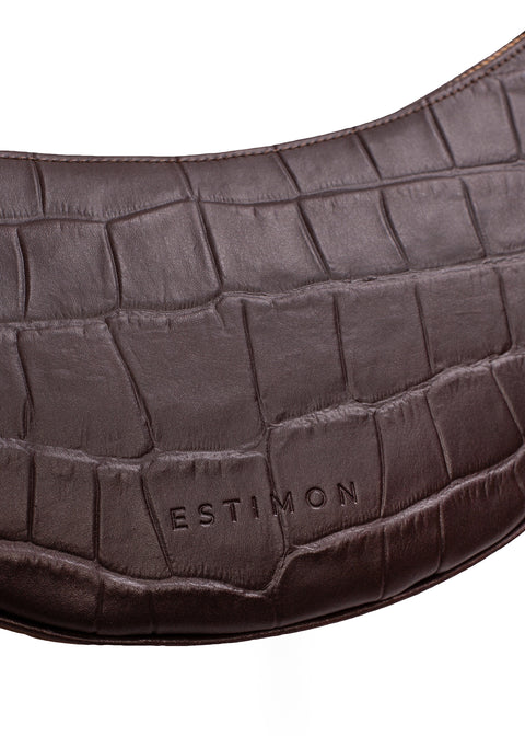 Estimon | Shoulder bag Mini Hobo corn leather chocolate croco