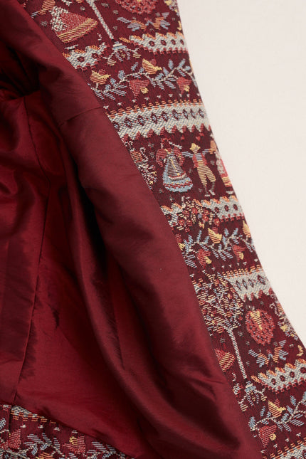 Louche London | Kent Heirloom Jacquard Fur Trim Cropped Jacket