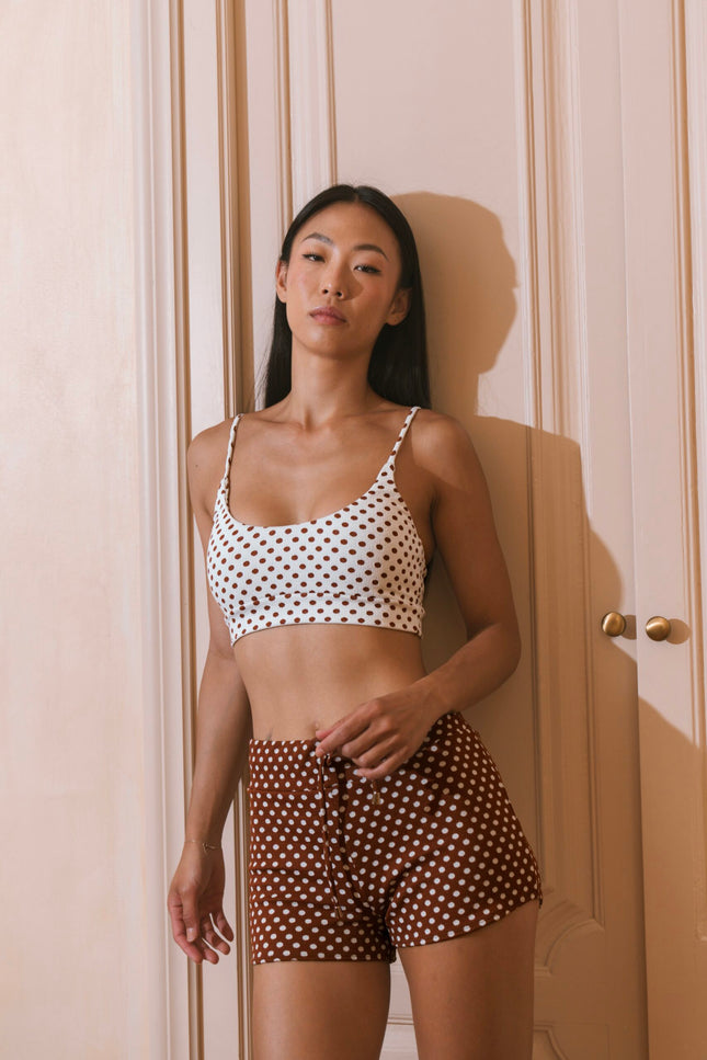 Befitnesslou | Short CB Polkadot Comfy Brown&White