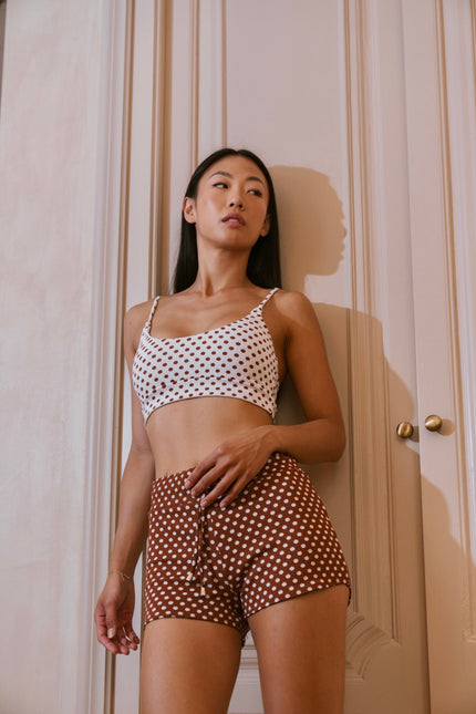 Befitnesslou | Krótkie CB Polkadot Comfy Brown&White