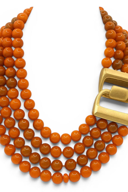 Irena Four Strand Carnelian Resin Bead Nesting Necklace
