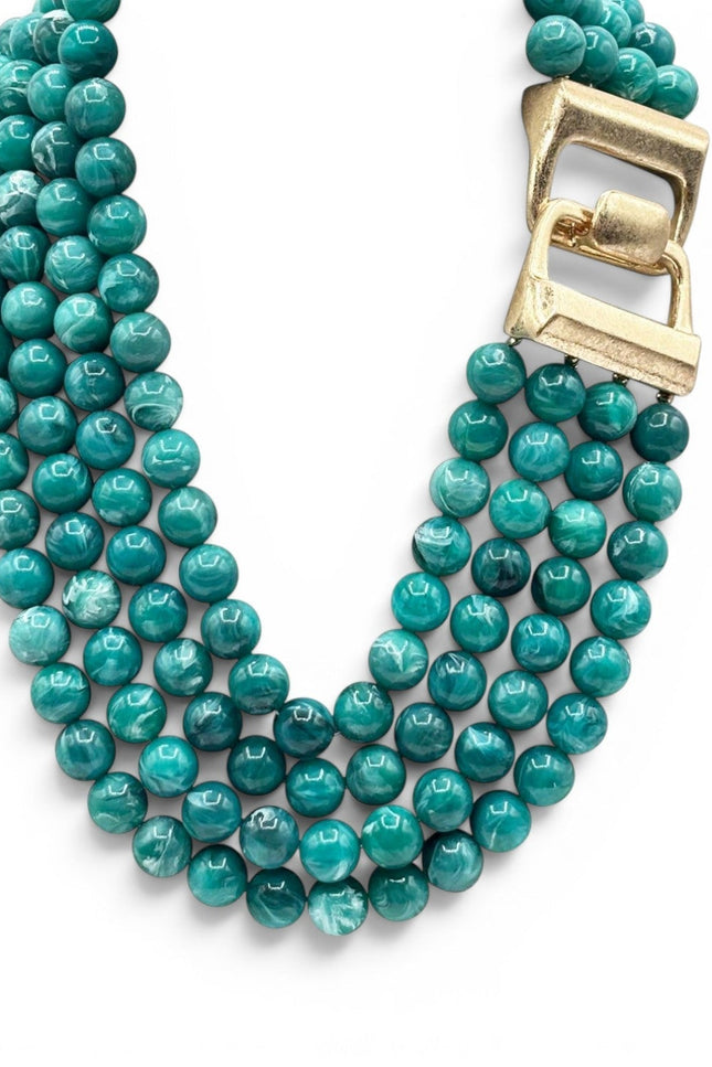 Michael Nash Jewelry | Irena Four Strand Turquoise Resin Bead Nesting Necklace