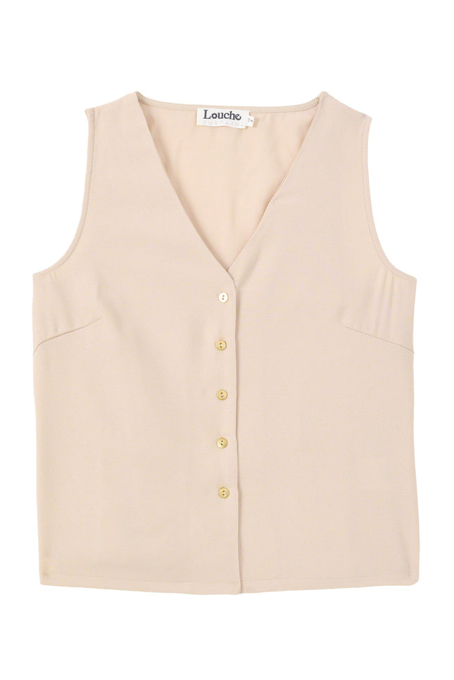Jakson Sustainable Satin Back Crepe Waistcoat - Camel - Detail 4
