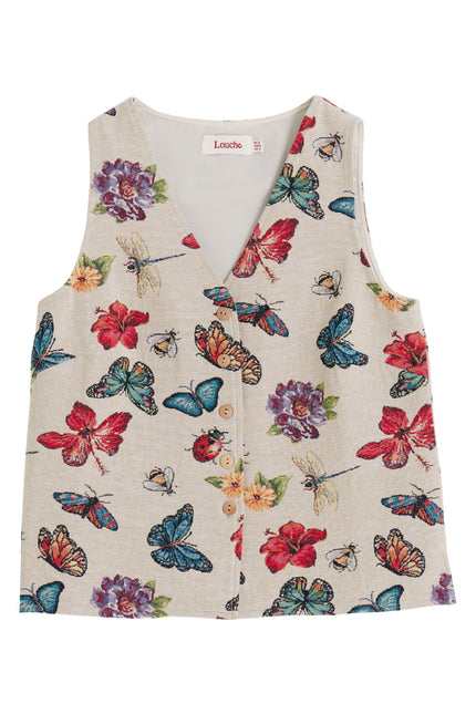 Jakson Flutter Jacquard Waistcoat - Cream - Styled