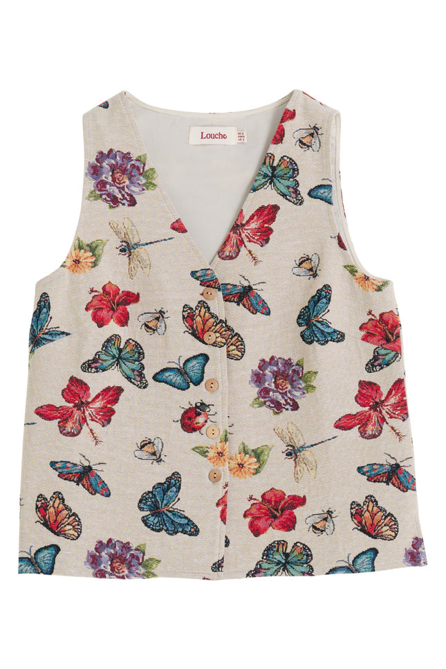Jakson Flutter Jacquard Waistcoat - Cream - Styled