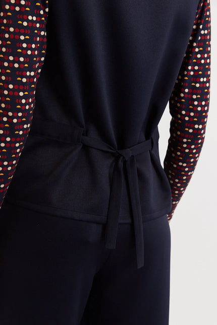 Jakson Sustainable Satin Back Crepe Waistcoat - Navy - Detail 2