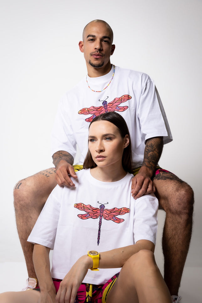 Janara Jones | Krótki T-shirt koszulka z motywem ważki