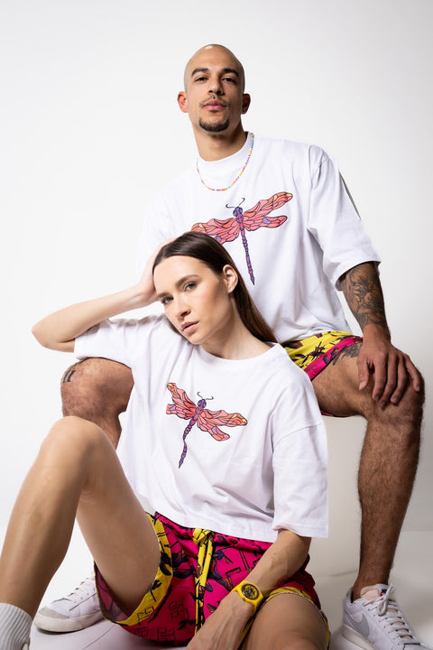 Janara Jones | Krótki T-shirt koszulka z motywem ważki