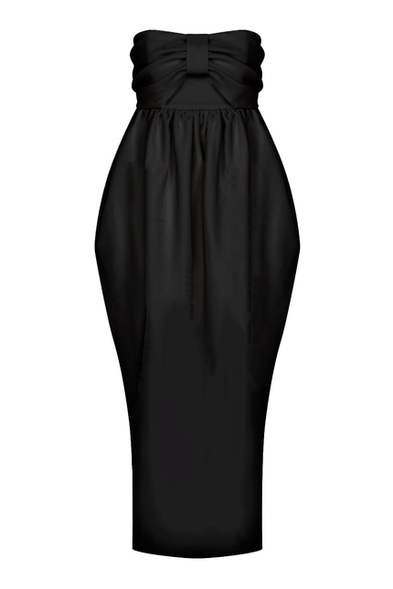 Nazli Ceren | Jeanne Balloon Midi Dress in Black