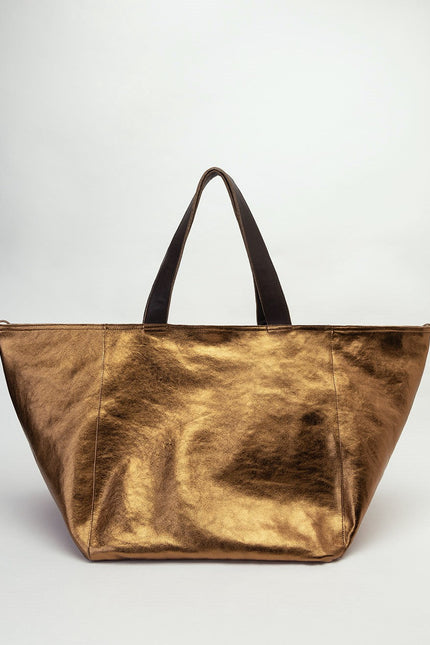 JUAN-JO I Bolso Shopping Piel Metalizado Bronce