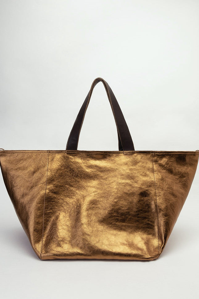 JUAN-JO I Bolso Shopping Piel Metalizado Bronce