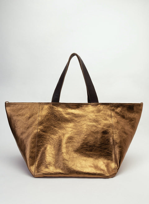 JUAN-JO I Bolso Shopping Piel Metalizado Bronce