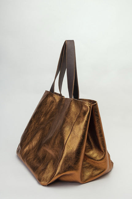 JUAN-JO I Bolso Shopping Piel Metalizado Bronce