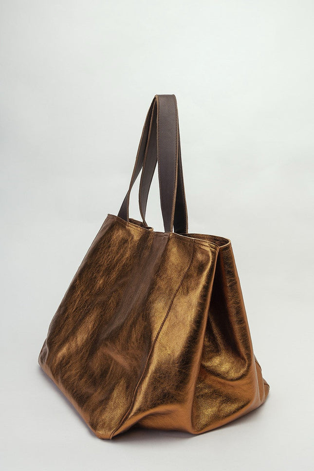 JUAN-JO I Bolso Shopping Piel Metalizado Bronce