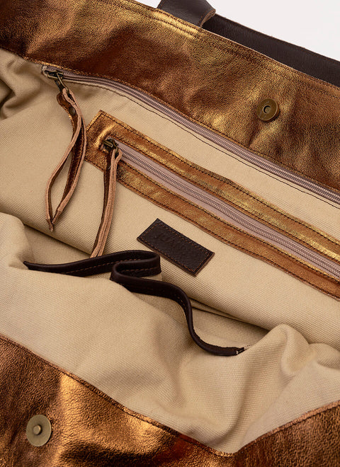 JUAN-JO I Bolso Shopping Piel Metalizado Bronce