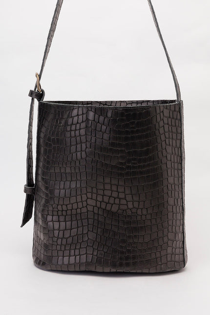 JUAN-JO I Bolso Cubo Piel Marrón Oscuro Bucket