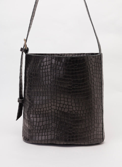 JUAN-JO I Bolso Cubo Piel Marrón Oscuro Bucket