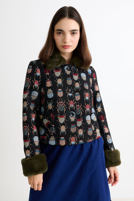 Kent Beetlejuice Fur Trim Cropped Jacket - Front
