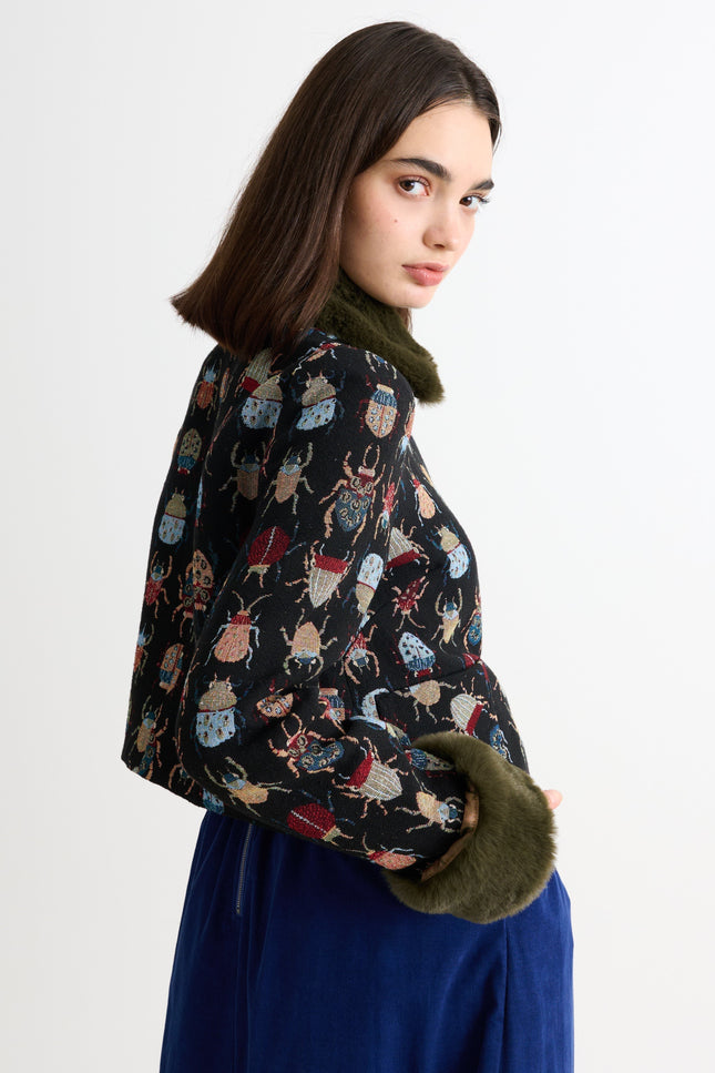 Kent Beetlejuice Fur Trim Cropped Jacket - Back