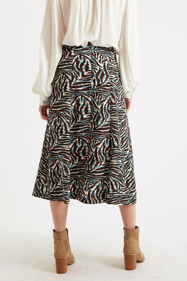 Kiyo Roar Print Midi Skirt - Back