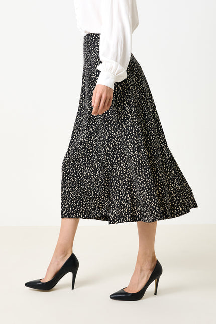 Kiyo Black Geo 11 Printed Midi Skirt - Back