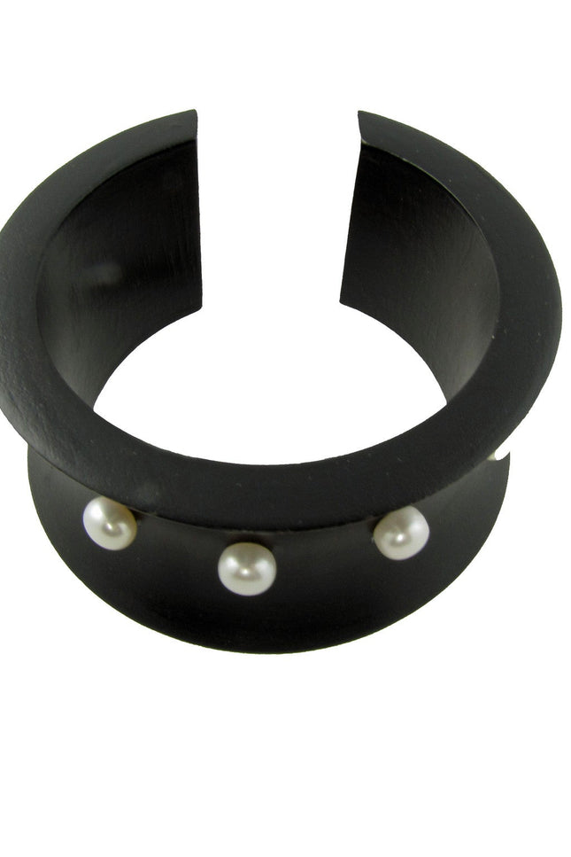Maria Moyseos | KLELIA Wooden cuff bracelet with pearls