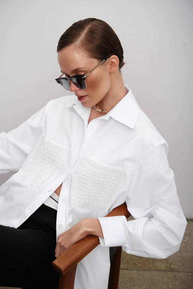 Kolosova | White shirt with knitted pockets