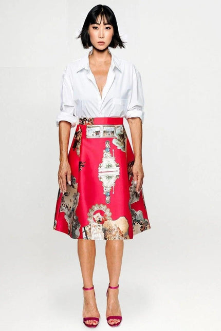 maxjenny! knee-length skirt in Sicily Hot Pink print