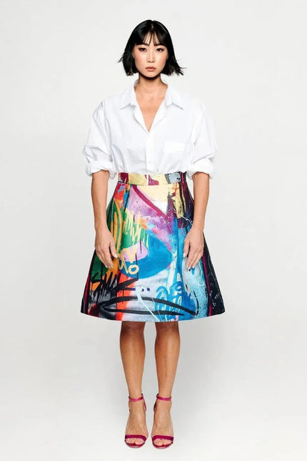 Knee-Length Skirt - Street Art