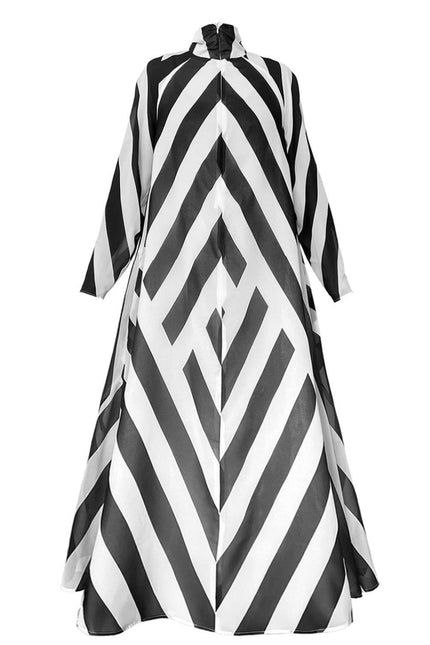 A-Line Maxi Dress - Black & White