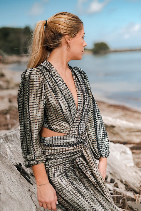 Ashley Stambouli | Midi dress with side cut green