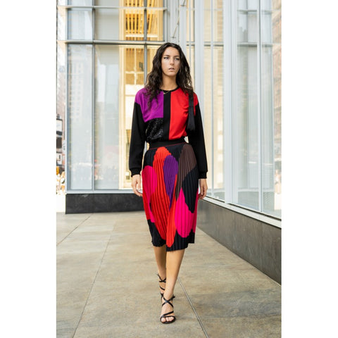 Lalipop Design | Abstract design pleated Midi skirt