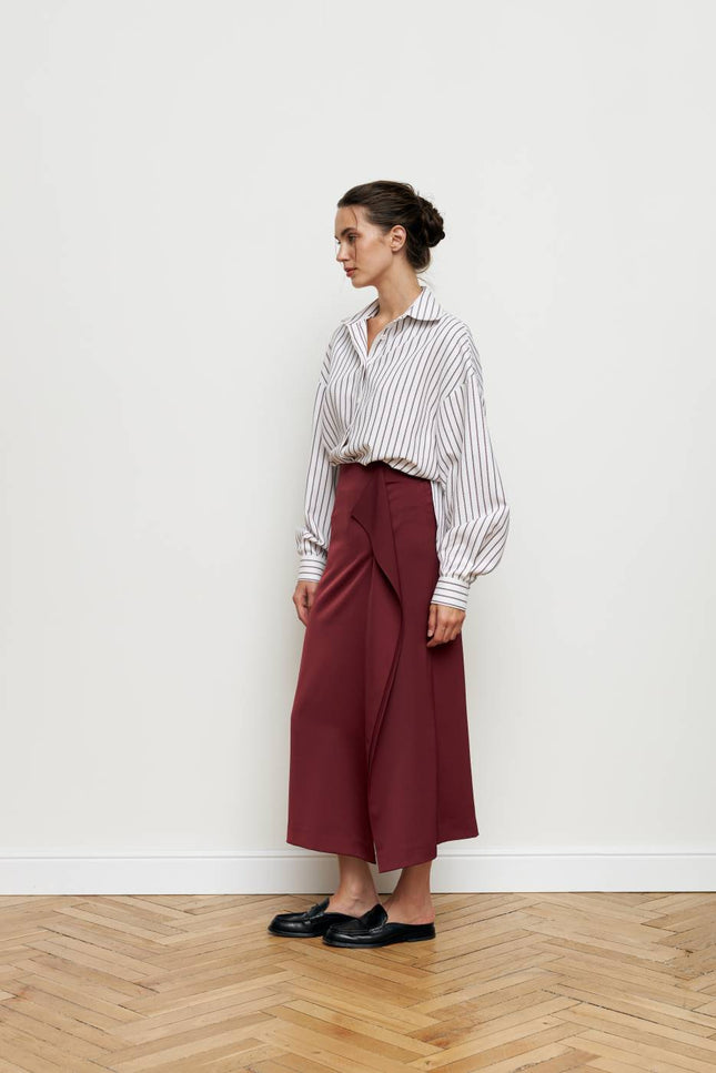 Kolosova | BURGUNDY CUT MIDI SKIRT