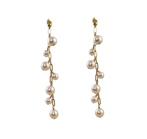 Maria Moyseos | Drop Earrings LEFKI Gold Filled Pearl