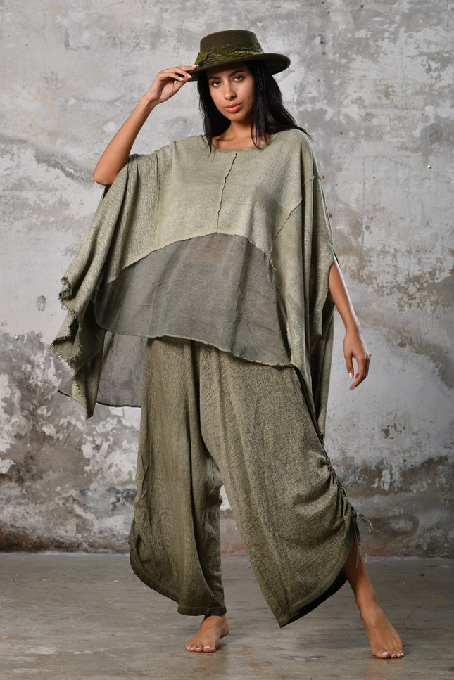 Zhenabia | Leila Top in Khaki Green