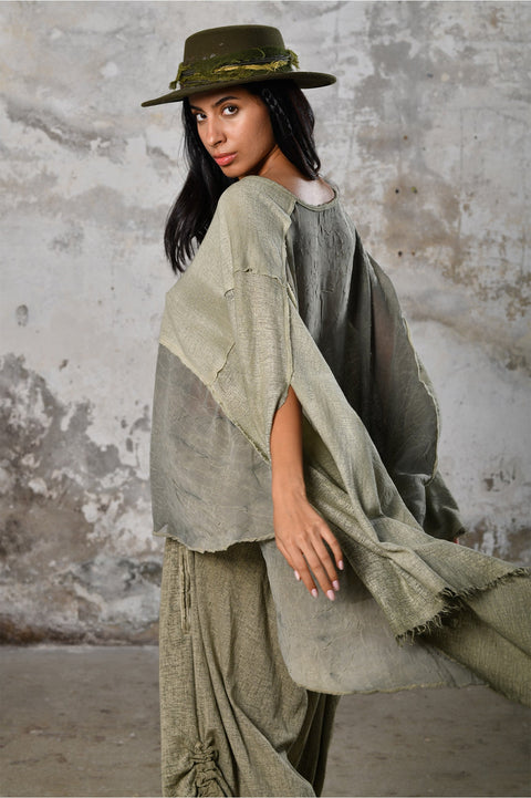 Zhenabia | Leila Top in Khaki Green