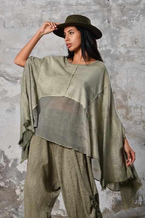 Zhenabia | Leila Top in Khaki Green