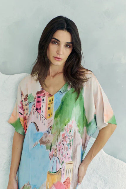 La Riviera Multicolor Long Kaftan With Side Slits