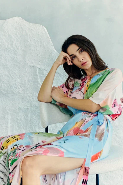 La Riviera Multicolor Long Kaftan With Side Slits