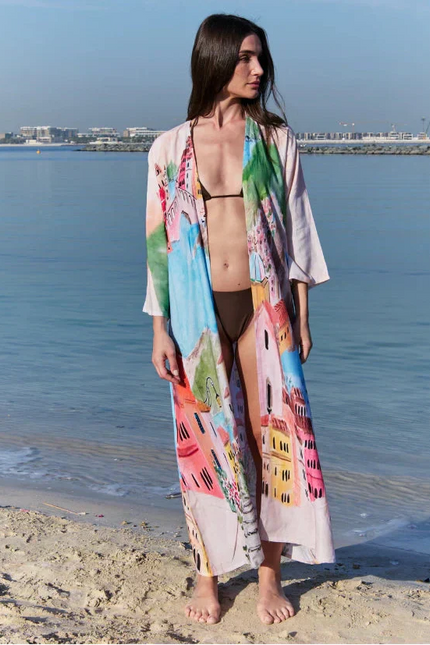 La Riviera Multicolor Long Kimono