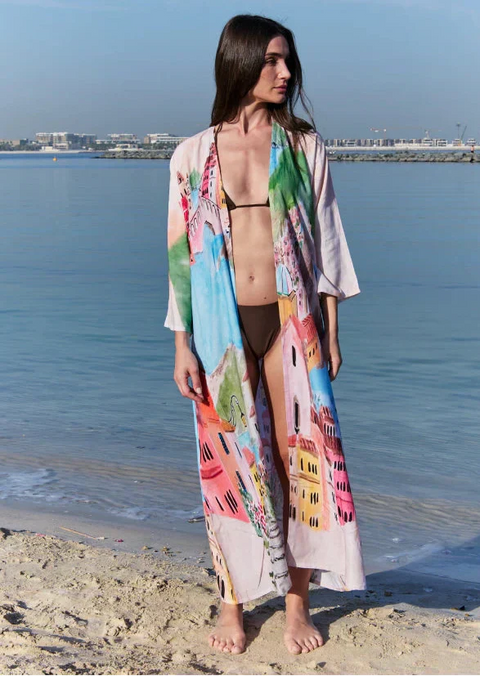 La Riviera Multicolor Long Kimono