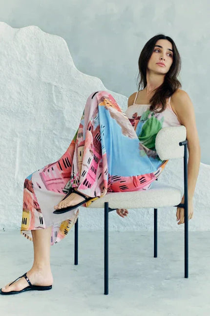 La Riviera Multicolor Spaghetti Strap Maxi Dress
